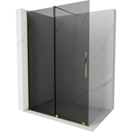 Mexen Velar Klizna stijena Walk-in 140 x 200 cm, grafit 8 mm, zlatna - 871-140-000-43-50