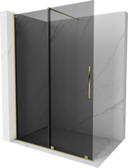 Mexen Velar Rutschen Duschwand Walk-in 140 x 200 cm, Grafit 8 mm, Gold - 871-140-000-43-50