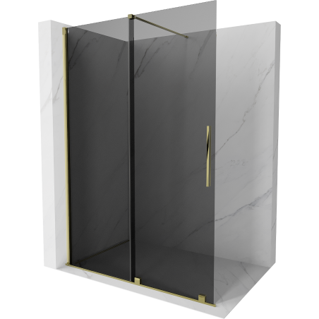 Mexen Velar ścianka prysznicowa rozsuwana Walk-in 160 x 200 cm, grafit 8 mm, złota - 871-160-000-43-50
