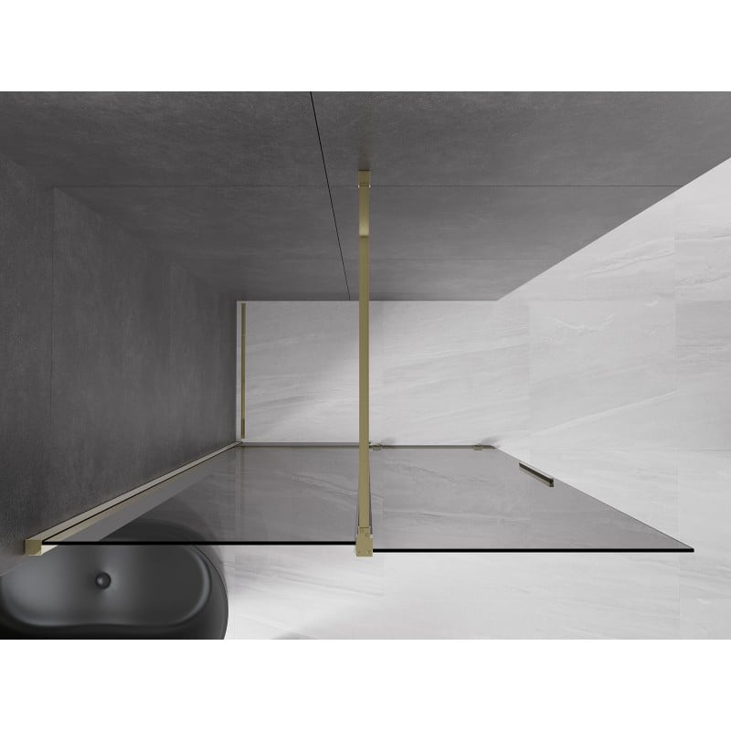 Mexen Velar sliding shower wall Walk-in 150 x 200 cm, graphite 8 mm, gold - 871-150-000-43-50