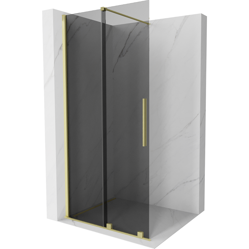 Mexen Velar paroi de douche coulissante Walk-in 75 x 200 cm, graphite 8 mm, or brossé - 871-075-000-43-55