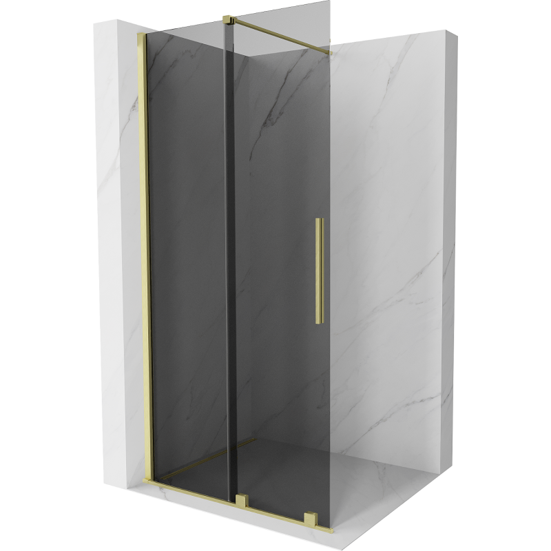 Mexen Velar pared de ducha corredera Walk-in 80 x 200 cm, grafito 8 mm, oro cepillado - 871-080-000-43-55