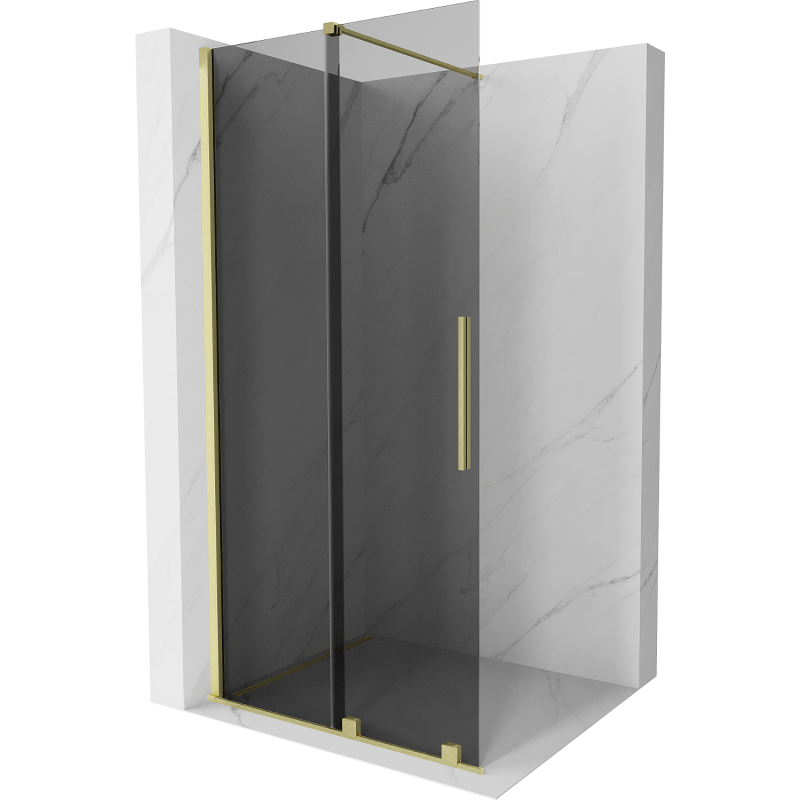 Mexen Velar Parede de duche deslizante Walk-in 85 x 200 cm, grafite 8 mm, dourado escovado - 871-085-000-43-55