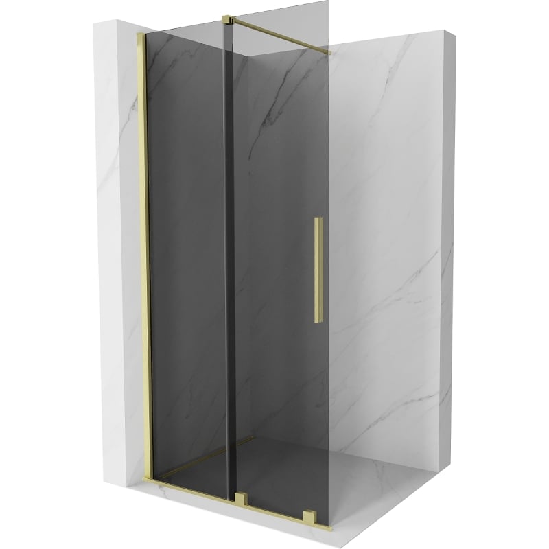 Mexen Velar Klizni tuš zid Walk-in 90 x 200 cm, grafit 8 mm, zlatna četkana - 871-090-000-43-55