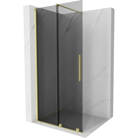 Mexen Velar duschkabine Schiebetür Walk-in 90 x 200 cm, grafit 8 mm, gebürstetes Gold - 871-090-000-43-55