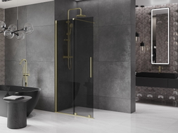Mexen Velar klizni tuš s kliznim vratima Walk-in 100 x 200 cm, grafit 8 mm, zlatno četkan - 871-100-000-43-55