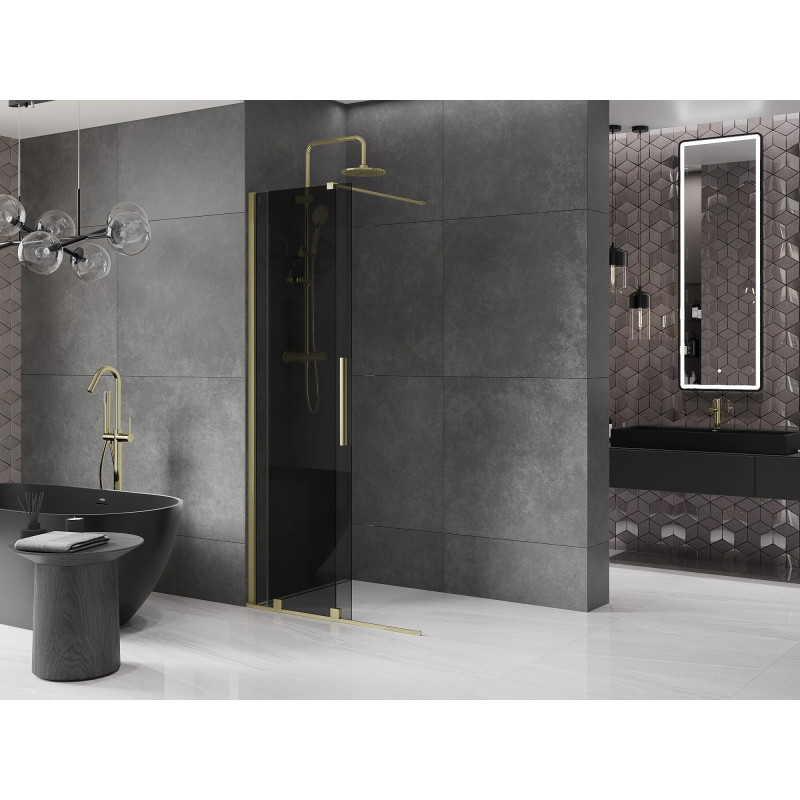 Mexen Velar lükand dušisein Walk-in 110 x 200 cm, grafiit 8 mm, kuldne harjatud - 871-110-000-43-55