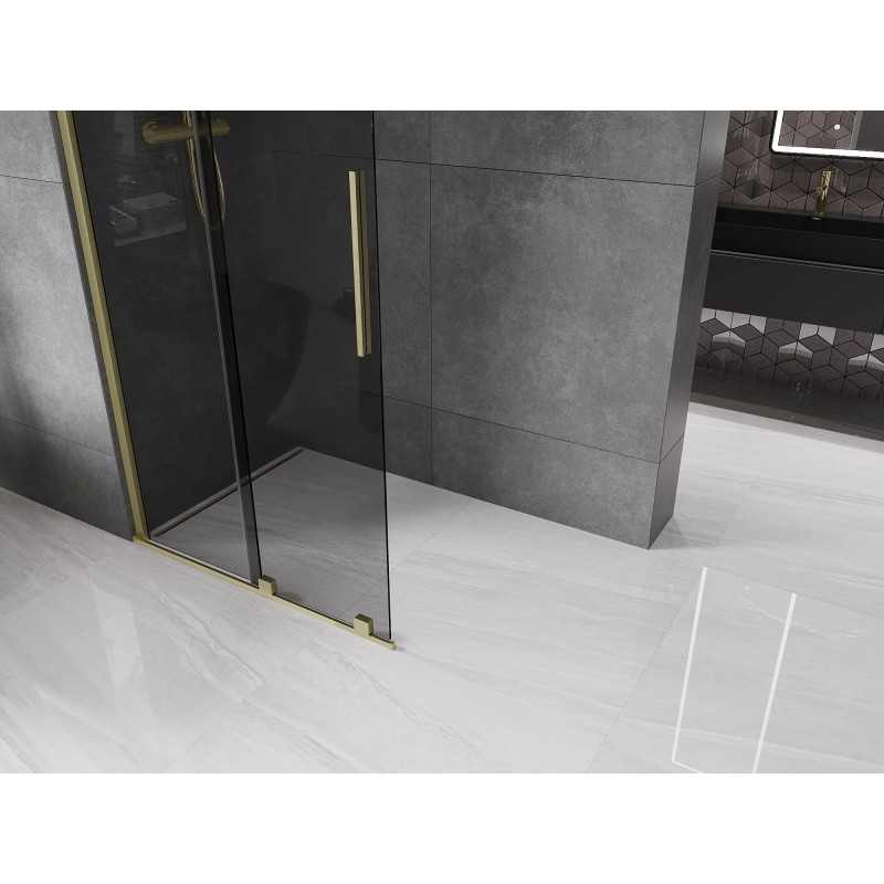 Mexen Velar lükand dušisein Walk-in 110 x 200 cm, grafiit 8 mm, kuldne harjatud - 871-110-000-43-55