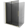 Mexen Velar sliding shower wall Walk-in 150 x 200 cm, graphite 8 mm, brushed gold - 871-150-000-43-55