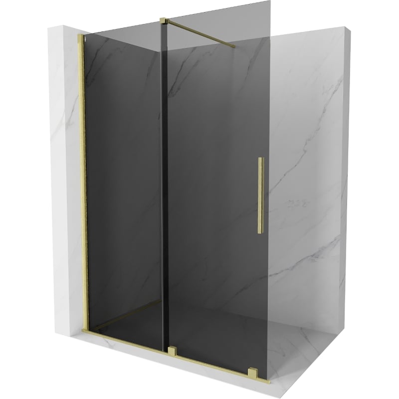 Mexen Velar lükand dušisein Walk-in 140 x 200 cm, grafiit 8 mm, kuldne harjatud - 871-140-000-43-55