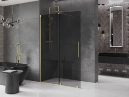 Mexen Velar dušisein lahtikäiv Walk-in 160 x 200 cm, grafiit 8 mm, kuldne harjatud - 871-160-000-43-55