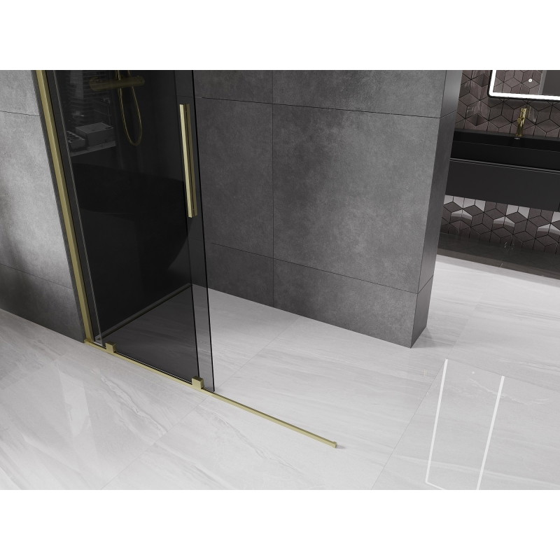 Mexen Velar lükand dušisein Walk-in 140 x 200 cm, grafiit 8 mm, kuldne harjatud - 871-140-000-43-55