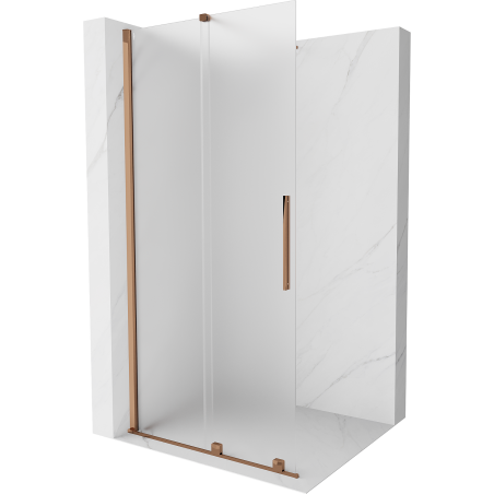 Mexen Velar ścianka prysznicowa rozsuwana Walk-in 70 x 200 cm, szron 8 mm, różowe złoto - 871-070-000-33-60
