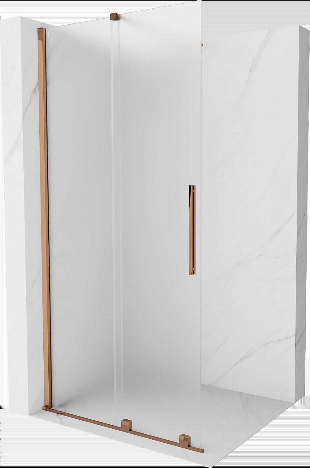 Mexen Velar ścianka prysznicowa rozsuwana Walk-in 70 x 200 cm, szron 8 mm, różowe złoto - 871-070-000-33-60