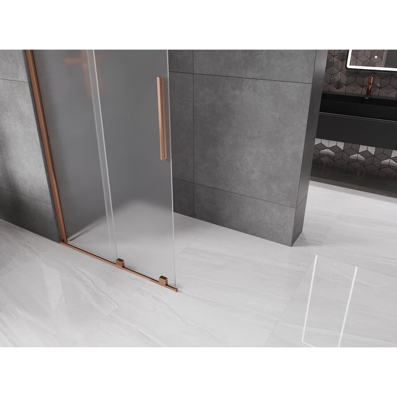 Mexen Velar paroi de douche coulissante Walk-in 70 x 200 cm, givre 8 mm, or rose - 871-070-000-33-60