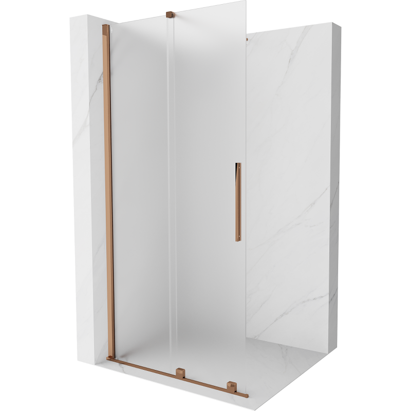Mexen Velar ścianka prysznicowa rozsuwana Walk-in 80 x 200 cm, szron 8 mm, różowe złoto - 871-080-000-33-60