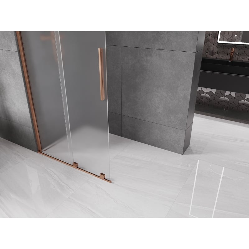 Mexen Velar liugklaasist Walk-in dušisein 75 x 200 cm, härmas klaas 8 mm, roosa kuld - 871-075-000-33-60