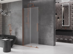 Mexen Velar ścianka prysznicowa rozsuwana Walk-in 90 x 200 cm, szron 8 mm, różowe złoto - 871-090-000-33-60