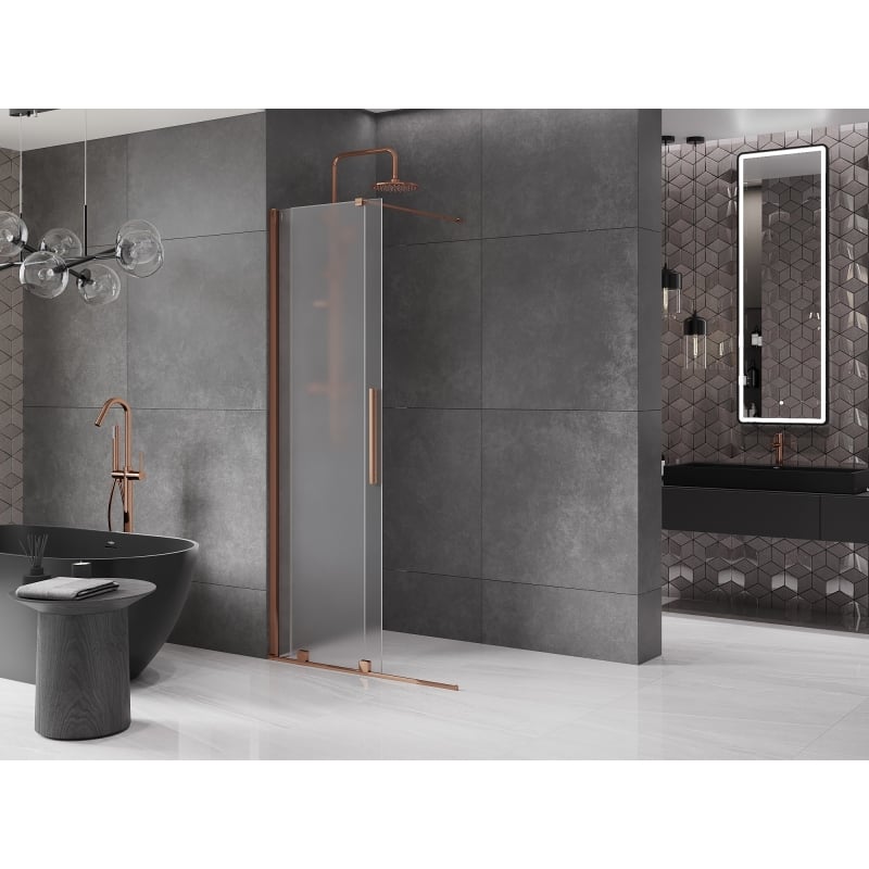 Mexen Velar klizna stijena klizna Walk-in 120 x 200 cm, mraz 8 mm, ružičasto zlato - 871-120-000-33-60