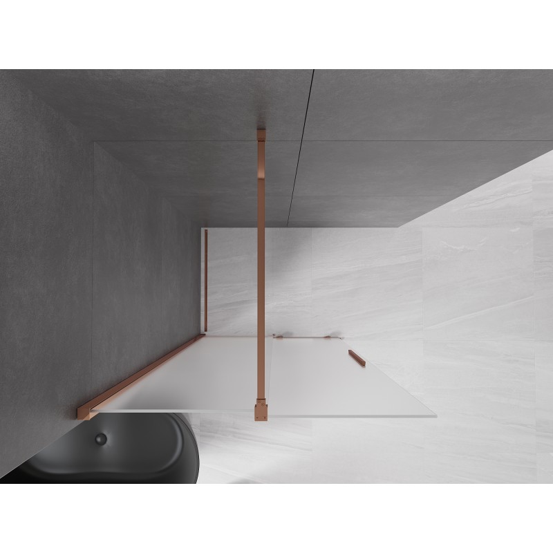 Mexen Velar ścianka prysznicowa rozsuwana Walk-in 100 x 200 cm, szron 8 mm, różowe złoto - 871-100-000-33-60