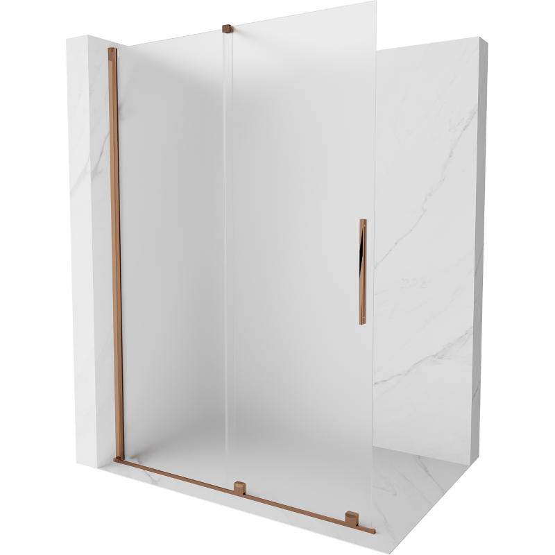 Mexen Velar ścianka prysznicowa rozsuwana Walk-in 140 x 200 cm, szron 8 mm, różowe złoto - 871-140-000-33-60