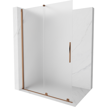 Mexen Velar paroi de douche rétractable Walk-in 160 x 200 cm, verre dépoli 8 mm, or rose - 871-160-000-33-60