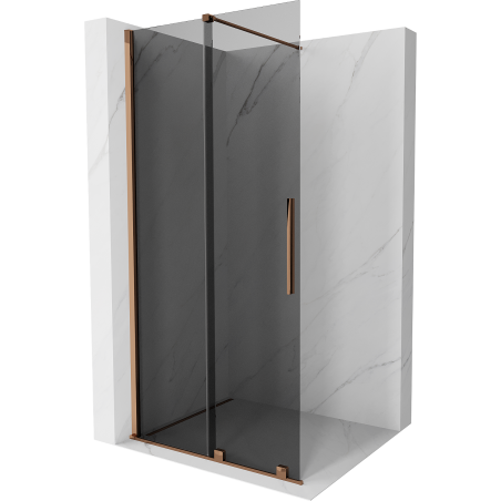 Mexen Velar ścianka prysznicowa rozsuwana Walk-in 75 x 200 cm, grafit 8 mm, różowe złoto - 871-075-000-43-60