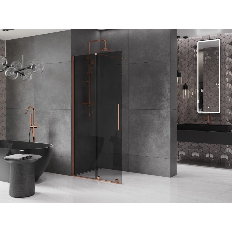 Mexen Velar libisev dušisein Walk-in 90 x 200 cm, grafiit 8 mm, roosakuldne - 871-090-000-43-60