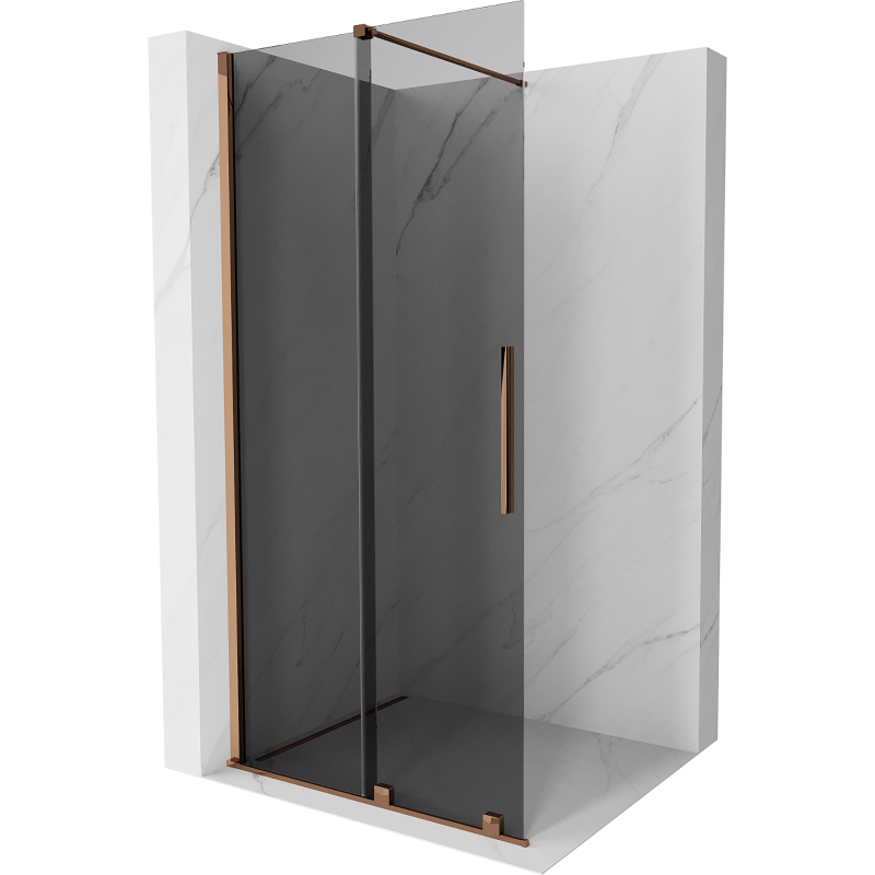 Mexen Velar Duschwand Walk-in 90 x 200 cm, Graphit 8 mm, rosegold - 871-090-000-43-60