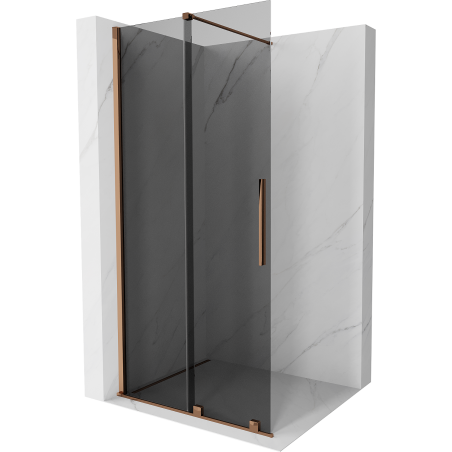 Mexen Velar Duschwand Walk-in 90 x 200 cm, Graphit 8 mm, rosegold - 871-090-000-43-60