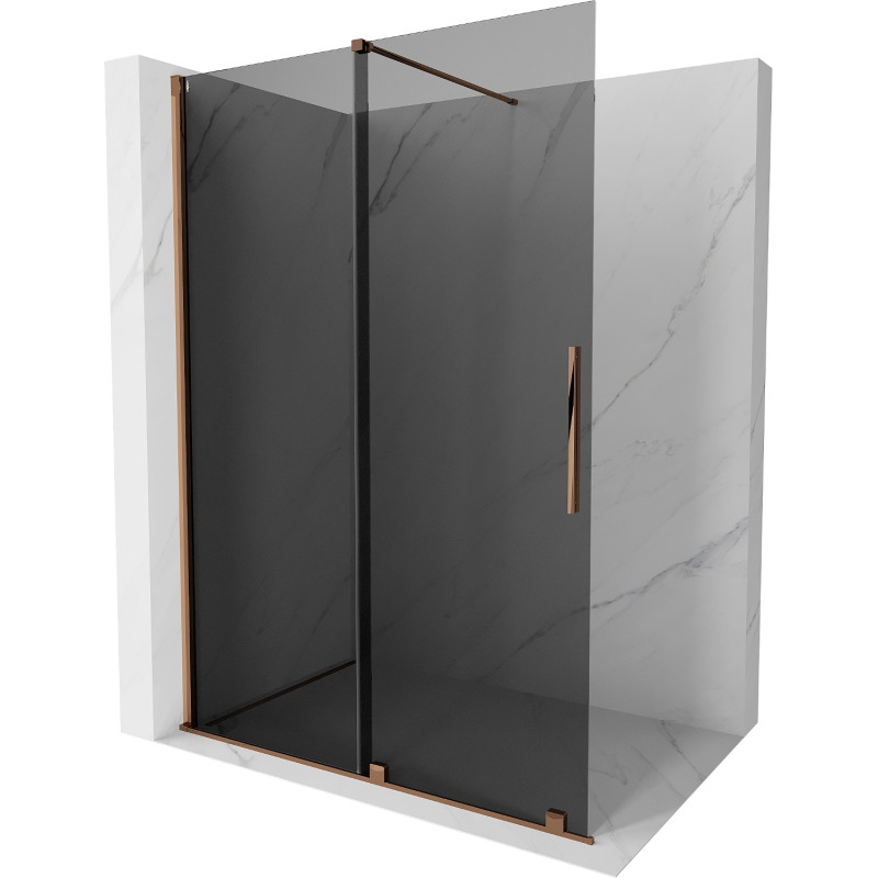 Mexen Velar liugklaasidega dušisein Walk-in 150 x 200 cm, grafiit 8 mm, roosa kuld - 871-150-000-43-60