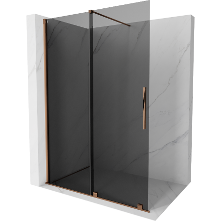 Mexen Velar liugklaasidega dušisein Walk-in 150 x 200 cm, grafiit 8 mm, roosa kuld - 871-150-000-43-60
