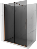 Mexen Velar sliding shower screen Walk-in 140 x 200 cm, graphite 8 mm, rose gold - 871-140-000-43-60