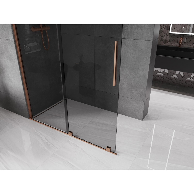 Mexen Velar liugklaasidega dušisein Walk-in 150 x 200 cm, grafiit 8 mm, roosa kuld - 871-150-000-43-60