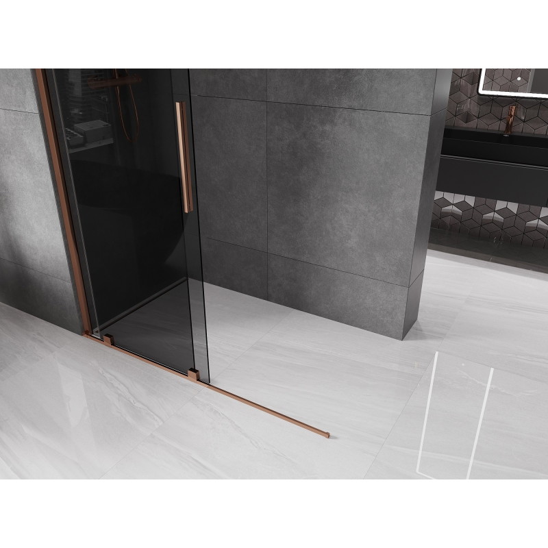 Mexen Velar liugklaasidega dušisein Walk-in 150 x 200 cm, grafiit 8 mm, roosa kuld - 871-150-000-43-60