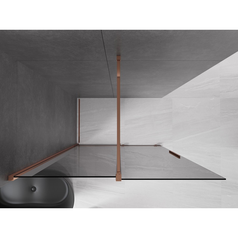 Mexen Velar dušinurk, lükand Walk-in 130 x 200 cm, grafiit 8 mm, roosa kuld - 871-130-000-43-60