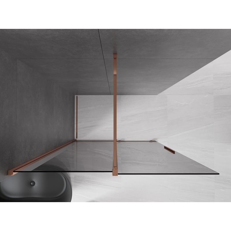 Mexen Velar liugklaasidega dušisein Walk-in 150 x 200 cm, grafiit 8 mm, roosa kuld - 871-150-000-43-60