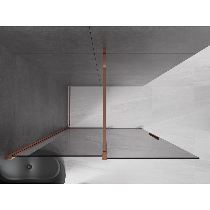 Mexen Velar ścianka prysznicowa rozsuwana Walk-in 160 x 200 cm, grafit 8 mm, różowe złoto - 871-160-000-43-60