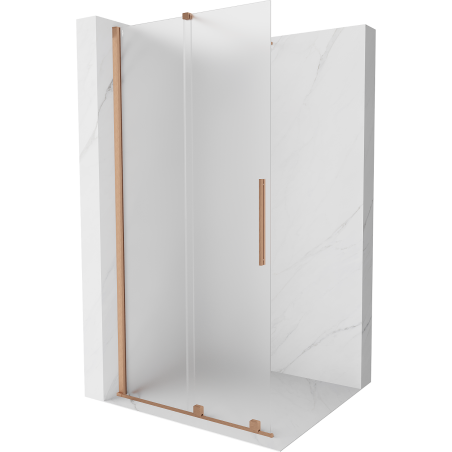 Mexen Velar paroi de douche coulissante Walk-in 100 x 200 cm, givrée 8 mm, cuivre brossé - 871-100-000-33-65