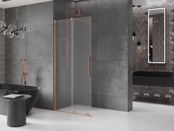 Mexen Velar ścianka prysznicowa rozsuwana Walk-in 110 x 200 cm, szron 8 mm, miedź szczotkowana - 871-110-000-33-65