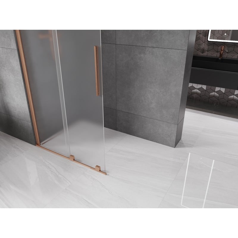 Mexen Velar ścianka prysznicowa rozsuwana Walk-in 75 x 200 cm, szron 8 mm, miedź szczotkowana - 871-075-000-33-65