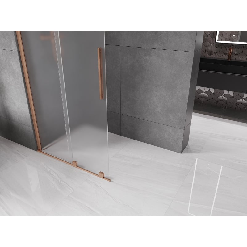 Mexen Velar sliding shower wall Walk-in 75 x 200 cm, frosted 8 mm, brushed copper - 871-075-000-33-65