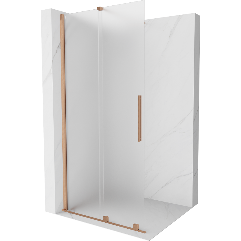 Mexen Velar ścianka prysznicowa rozsuwana Walk-in 85 x 200 cm, szron 8 mm, miedź szczotkowana - 871-085-000-33-65