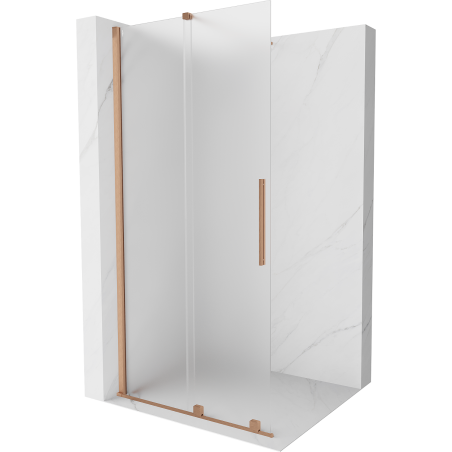 Mexen Velar paroi de douche coulissante Walk-in 90 x 200 cm, givrée 8 mm, cuivre brossé - 871-090-000-33-65