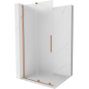 Mexen Velar Duschwand schwenkbar Walk-in 90 x 200 cm, satiniert 8 mm, gebürstetes Messing - 871-090-000-33-65