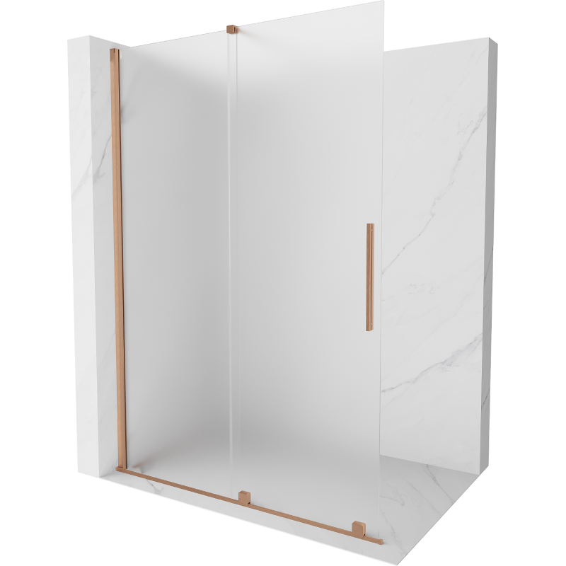Mexen Velar ścianka prysznicowa rozsuwana Walk-in 160 x 200 cm, szron 8 mm, miedź szczotkowana - 871-160-000-33-65