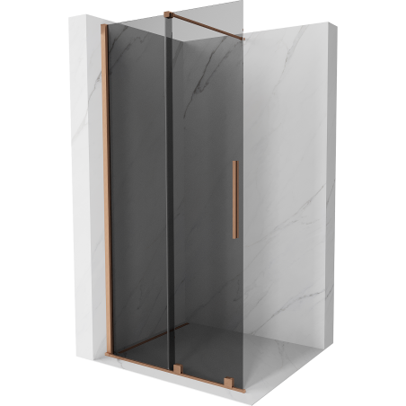 Mexen Velar schuifbare douchewand Walk-in 120 x 200 cm, grafiet 8 mm, geborsteld koper - 871-120-000-43-65