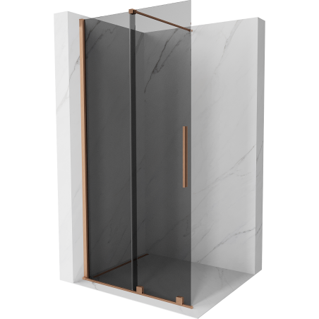 Mexen Velar Dusche Wand großzügig ausziehbar Walk-in 75 x 200 cm, grafit 8 mm, gebürstetes Messing - 871-075-000-43-65