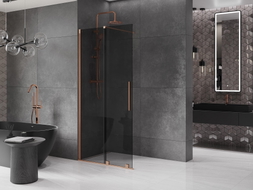 Mexen Velar ścianka prysznicowa rozsuwana Walk-in 120 x 200 cm, grafit 8 mm, miedź szczotkowana - 871-120-000-43-65