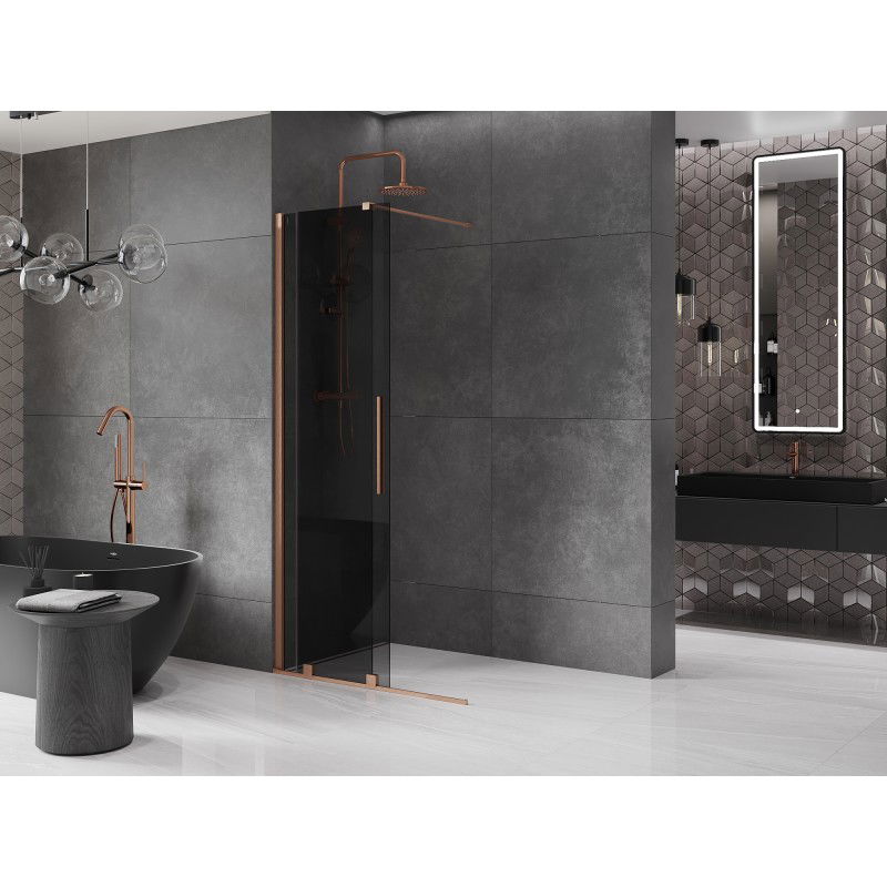 Mexen Velar συρόμενος τοίχος ντους Walk-in 120 x 200 cm, γραφίτης 8 mm, βουρτσισμένος